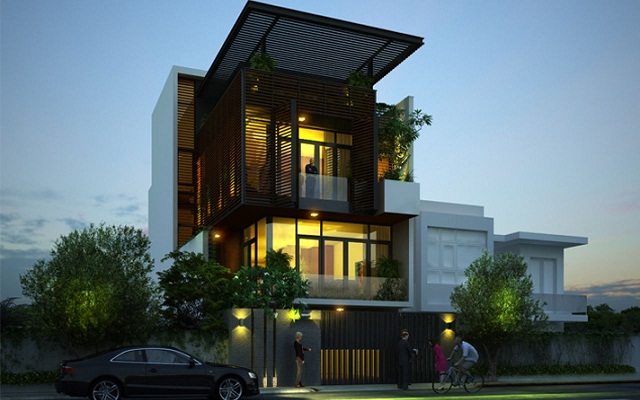 gara ô tô đẹp cho nhà mặt phố